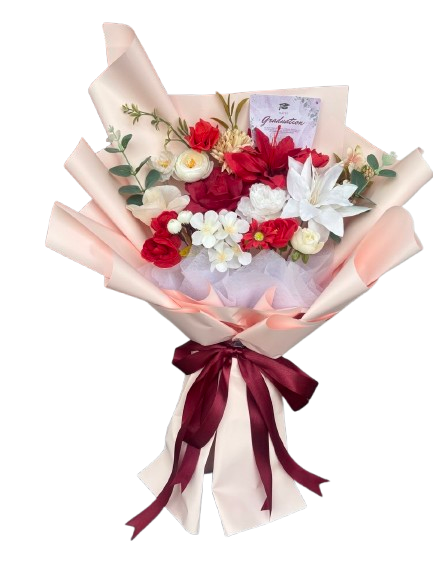 Buket mawar merah & lily — Full Of Love